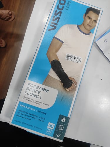 Customer photo review of Forearm Brace - Long | Provides Firm Support to the Wrist | For Colle's fracture & Wrist Sprain/Strain - (Black)