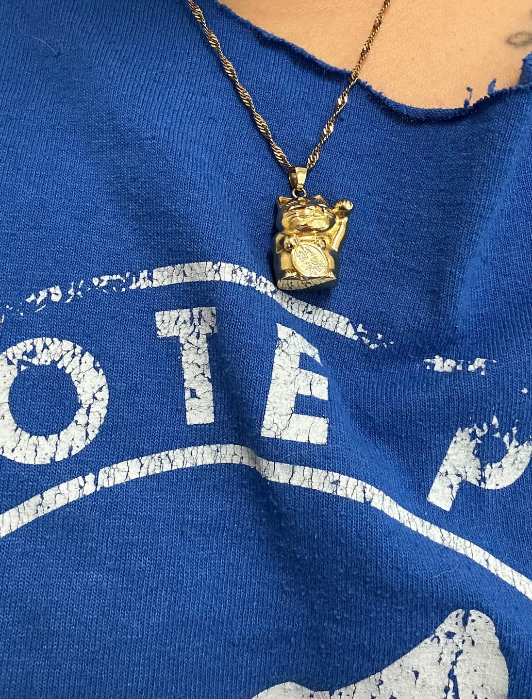 Customer photo review of Lucky Cat Happiness Necklace