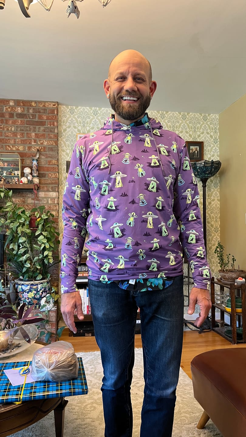 Customer photo review of Scream Me Up! – Performance Hoodie