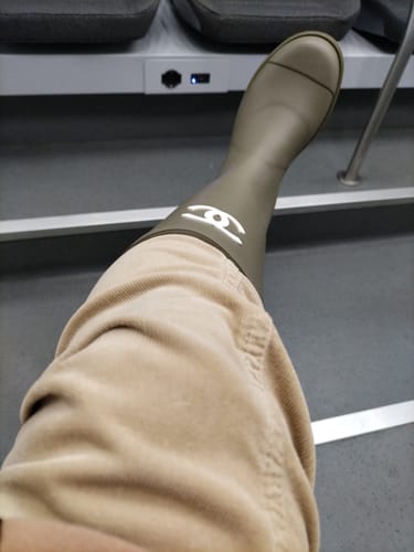 Customer photo review of cc rainboot chanel dark beige