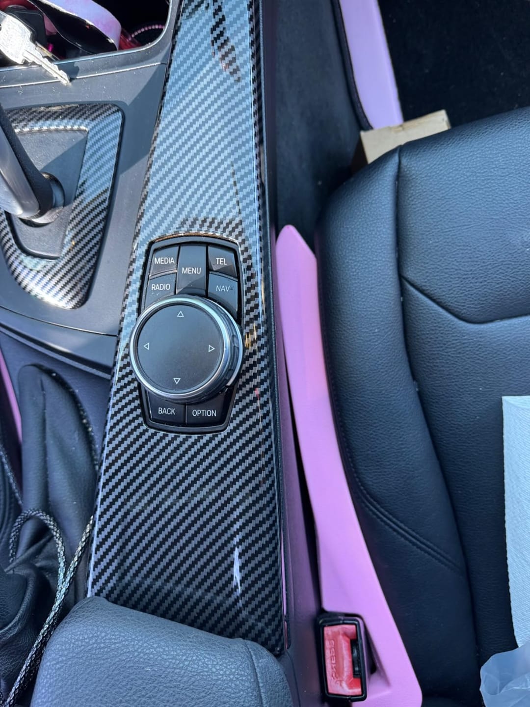 Customer photo review of Carbon Fiber Multimedia Cover Sticker Wrap ABS Decal Trim for BMW F30 F31 F34 3GT F32 F36 Accessories - Not Compatible with F33 Convertible