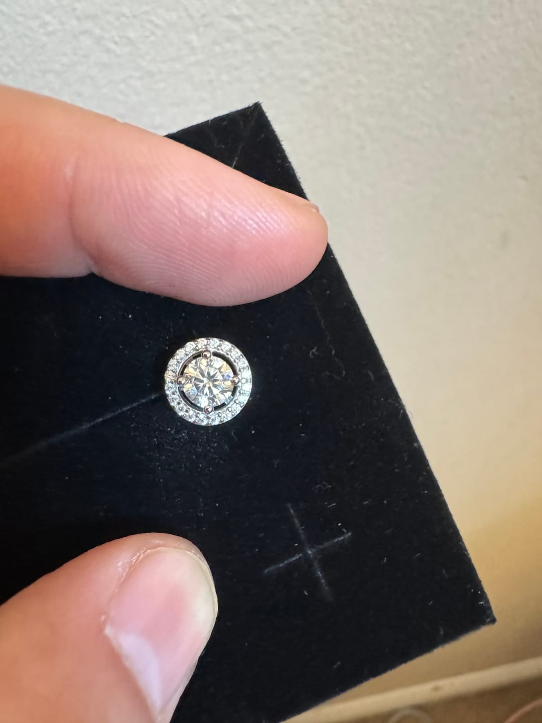 Customer photo review of Moissanite by Cate & Chloe Kailani 18k Gold Plated 925 Sterling Silver Stud Earrings 1.18tcw