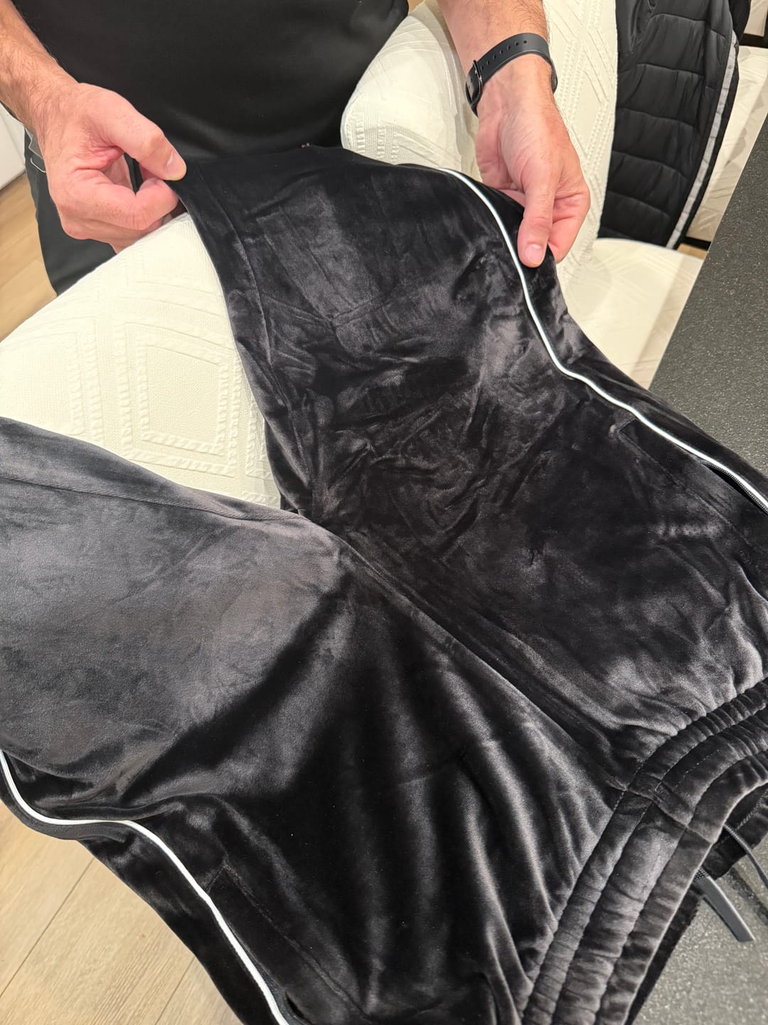 Customer photo review of Lioni Velour Track Pant- Black Beauty