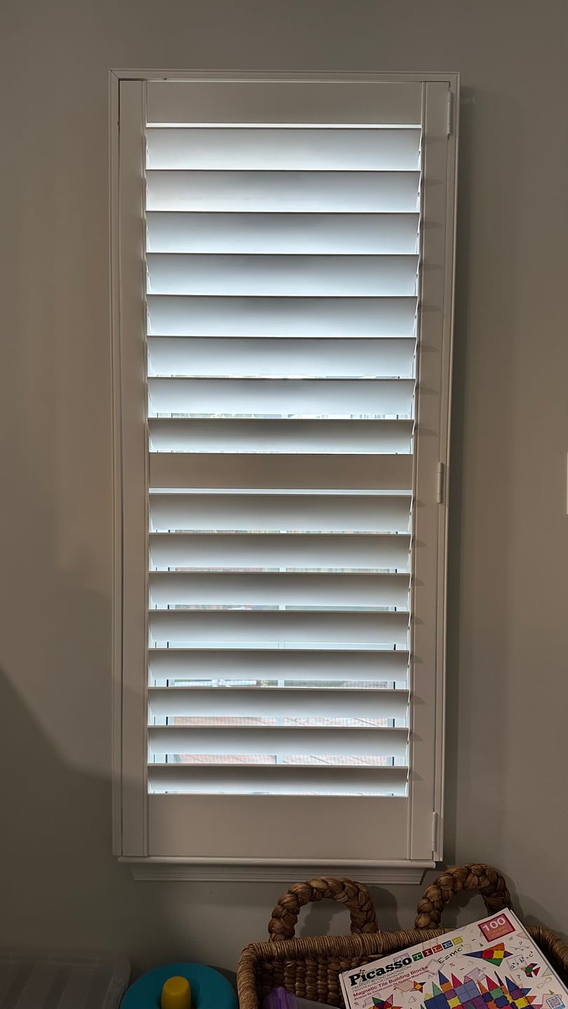 Customer photo review of Painted Wood Plantation Shutter