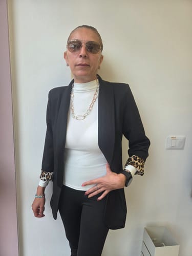 Customer photo review of Giacca con interno leopardato - nera