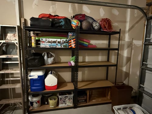 Customer photo review of Reibii 40”W Storage Shelves, Heavy Duty Garage Shelving Load 2,500lbs , Metal Shelves for Pantry Kitchen Basement Closet
