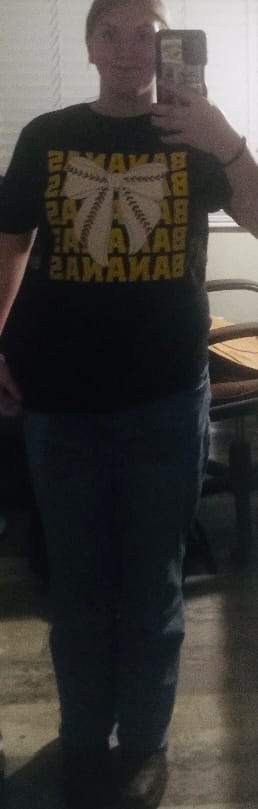Customer photo review of Bananas Coquette Baseball T-Shirt