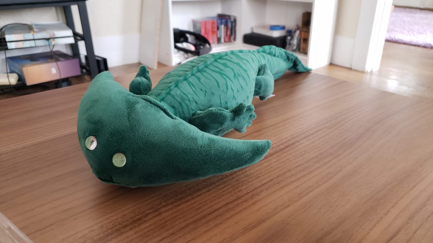 Customer photo review of Diplocaulus Soft Stuffed Plush Toy
