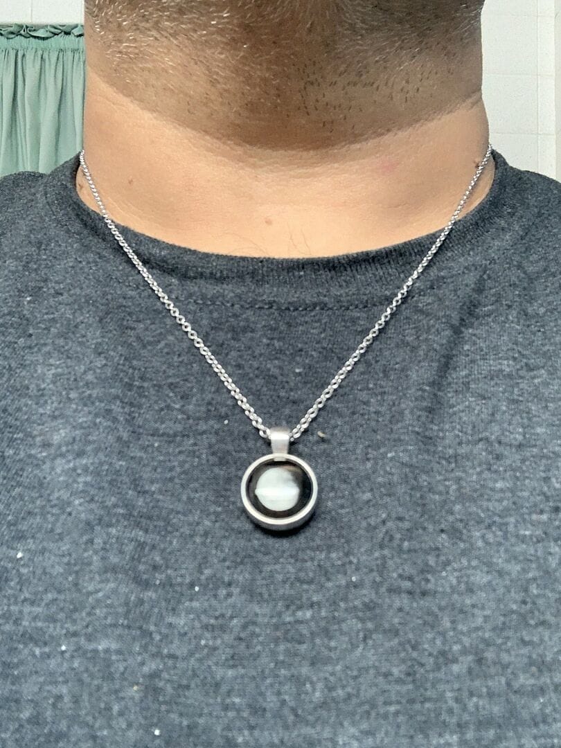 Customer photo review of Meteor Necklace in Pewter