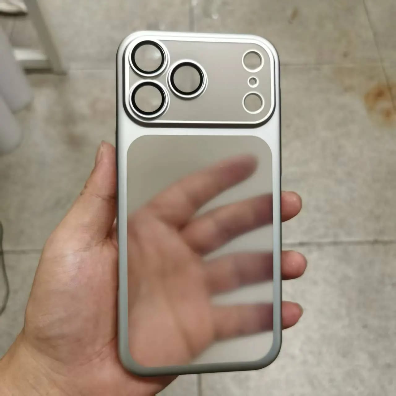 Customer photo review of LuxuryKase Hybrid Frosted Clear Case | Matte Hard Back Cover | Metallic Frame | Shockproof Slim Design | Anti-Fingerprint | In-Built Camera Lens Protection For iPhone