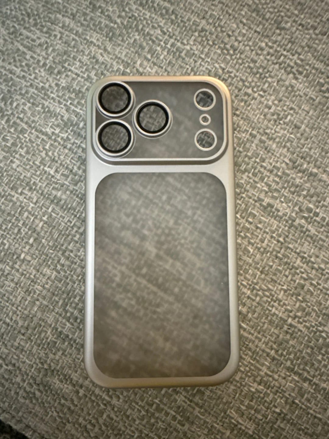 Customer photo review of LuxuryKase Hybrid Frosted Clear Case | Matte Hard Back Cover | Metallic Frame | Shockproof Slim Design | Anti-Fingerprint | In-Built Camera Lens Protection For iPhone