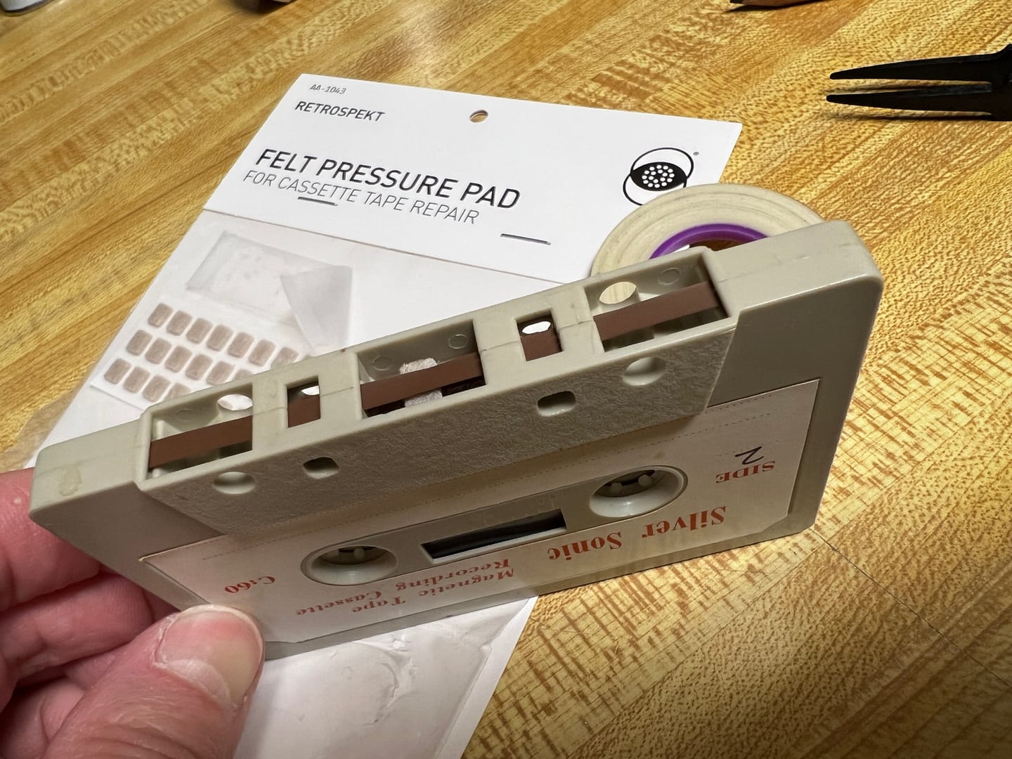Customer photo review of Replacement Felt Pressure Pads for Cassette Tape Repair (30 pieces)