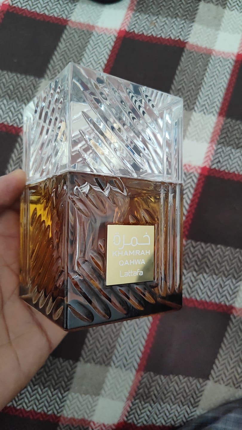 Customer photo review of Lattafa Khamrah Qahwa Eau De Parfum For Unisex