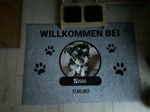 Customer photo review of Foto mit Namensschild - Individuelle Fußmatte