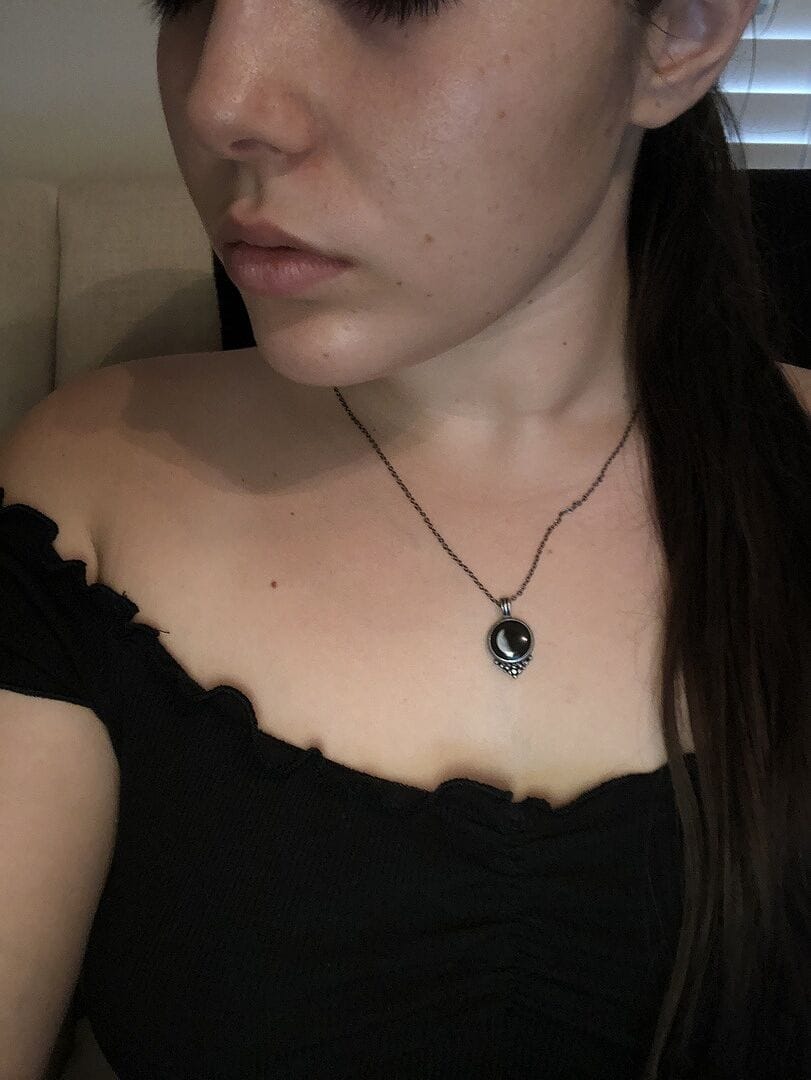 Customer photo review of Classic Pendant Necklace With Black Crystal