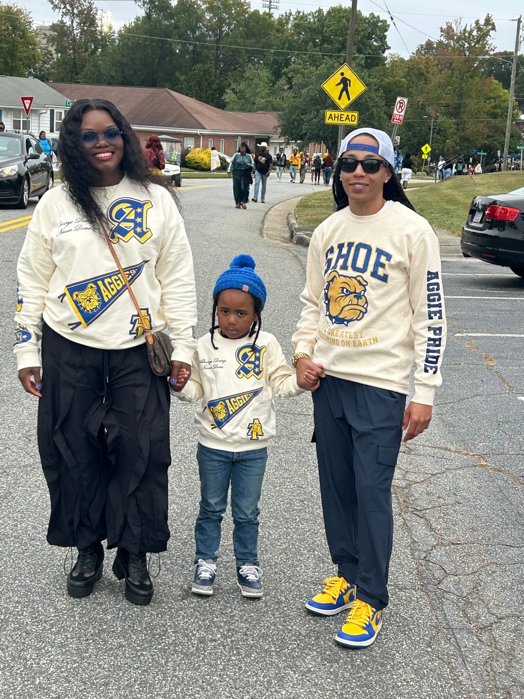 Customer photo review of PREORDER: ADULT Embroidered NCAT Aggie LOGO-Land Unisex Sponge Cotton HBCU Family Sweatshirt