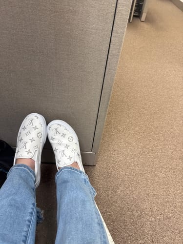 Customer photo review of White Monogram Slip On