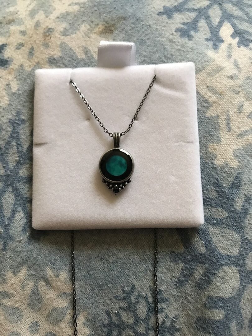 Customer photo review of Classic Pendant Necklace With Black Crystal