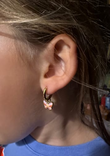 Customer photo review of Gold Huggies Earrings