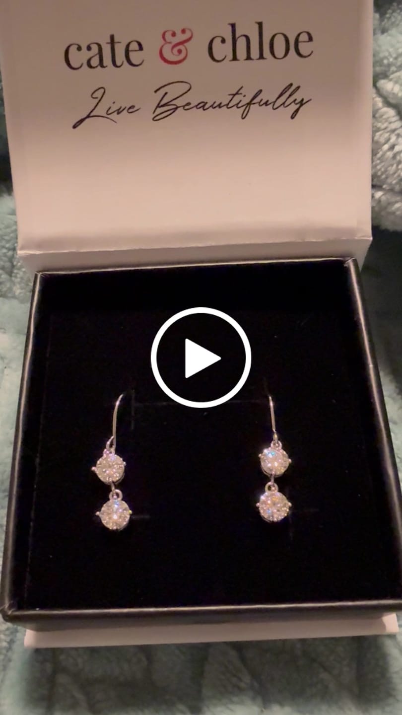 Customer video review of Moissanite by Cate & Chloe Talia 18k Gold Plated 925 Sterling Silver Dangle Earrings 2.0tcw