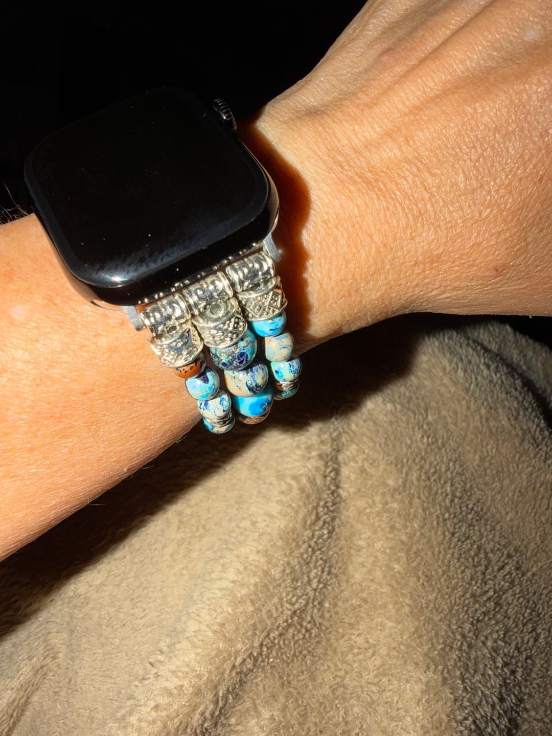 Customer photo review of Imperial Jasper Stretch Apple Watch Strap