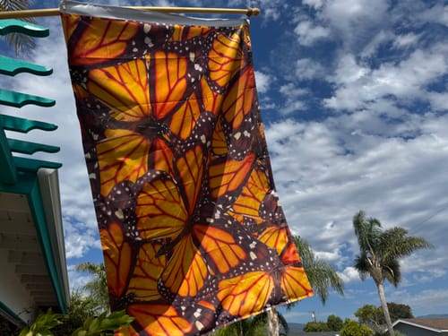 Customer photo review of Orange Monarch Butterfly Pattern Print Flag