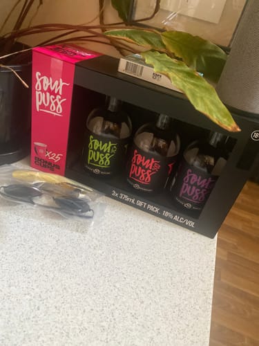 Customer photo review of Sour Puss Gift Pack 375ml Botltes x 3