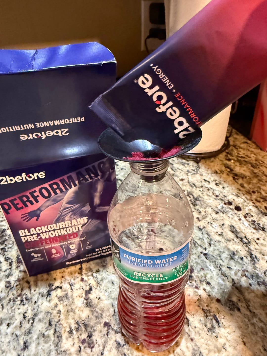 Customer photo review of Blackcurrant Caffeinated Pre-Workout - 20 Individual Servings