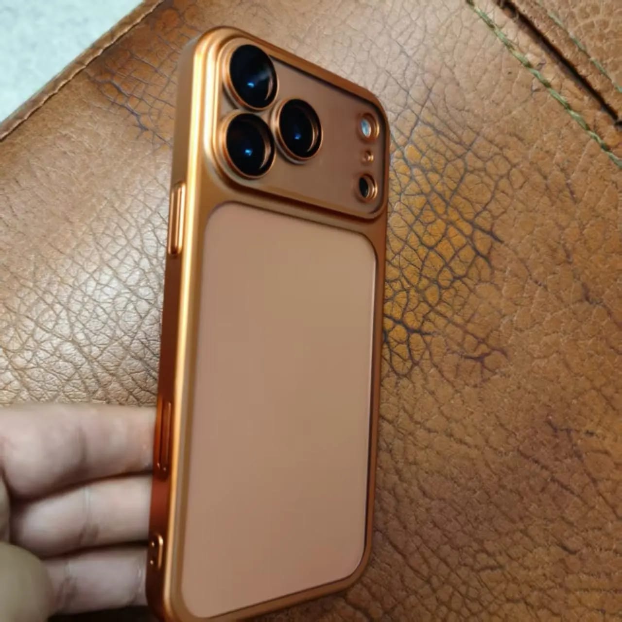 Customer photo review of LuxuryKase Hybrid Frosted Clear Case | Matte Hard Back Cover | Metallic Frame | Shockproof Slim Design | Anti-Fingerprint | In-Built Camera Lens Protection For iPhone