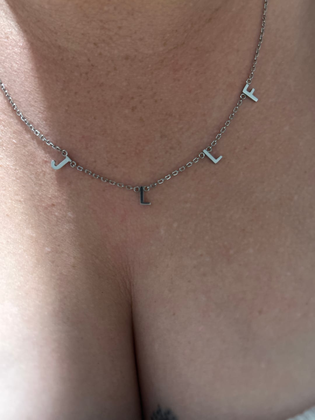 Customer photo review of The Original Initial Letter Necklace