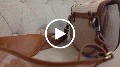 Customer video review of Philippines Handmade Vinia Hardin Fanny Pack, Woven Filipino Belt Bags w/ Upcycled Fabric and Leather, Ethical and Sustainable Fashion (Custom: Sand)