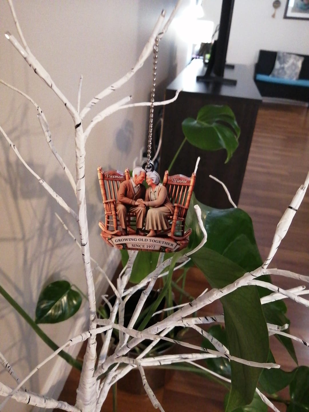 Customer photo review of Old Couple Sitting On Rocking Chairs Together Personalized Christmas Acrylic Ornament