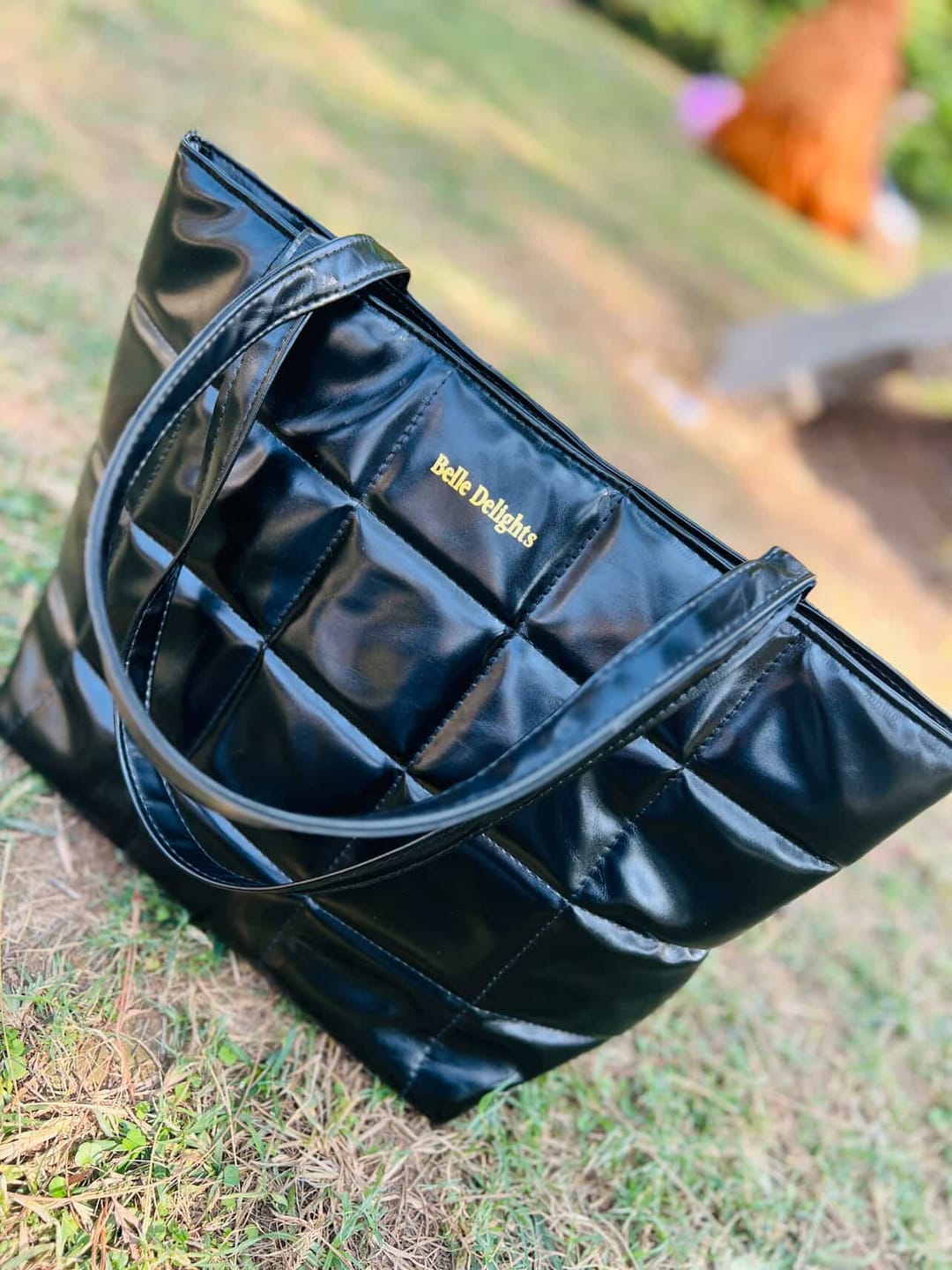 Customer photo review of Black Belle Luxe Tote Bag