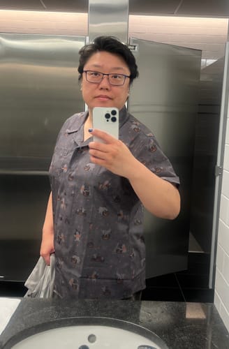 Customer photo review of Disney’s Winnie the Pooh "Pooh's Pumpkin Patch" – Women's KUNUFLEX Short Sleeve Shirt