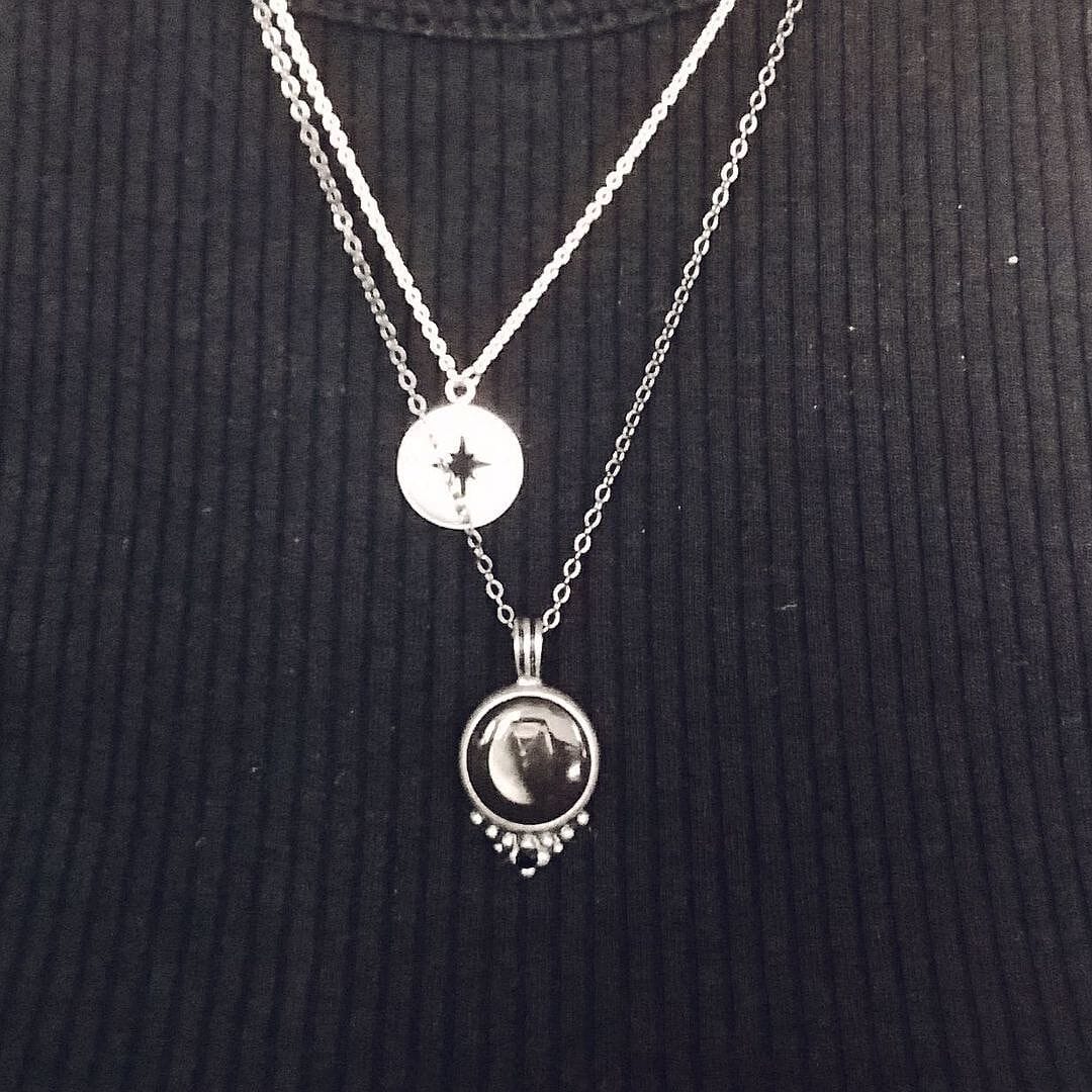 Customer photo review of Classic Pendant Necklace With Black Crystal