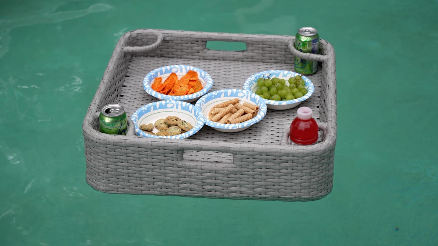 Customer photo review of 61x61 CM Wicker Floating Pool Trays - Grey