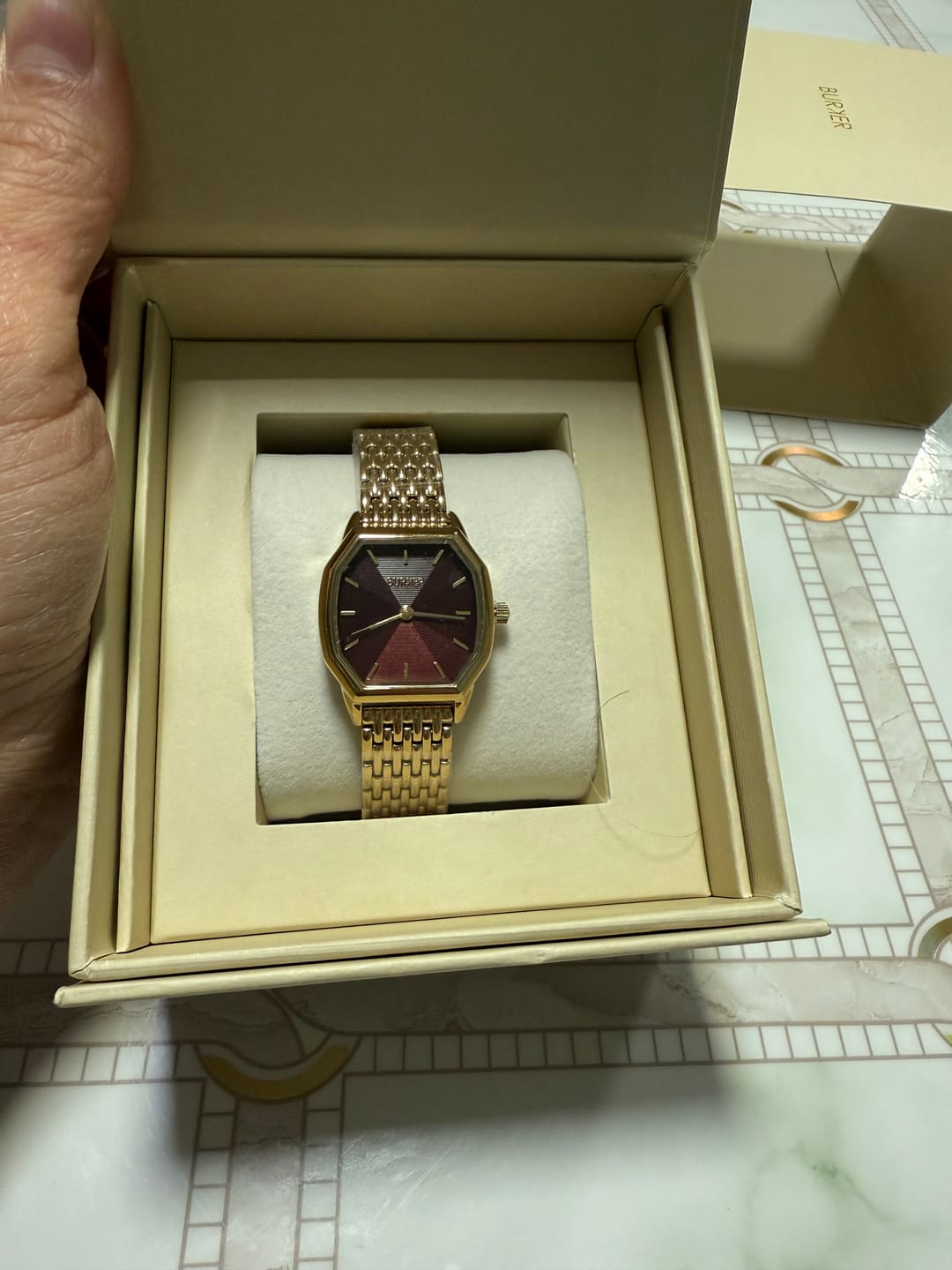 Customer photo review of Julia Gold Burgundy