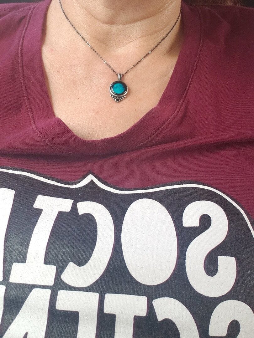 Customer photo review of Classic Pendant Necklace With Black Crystal