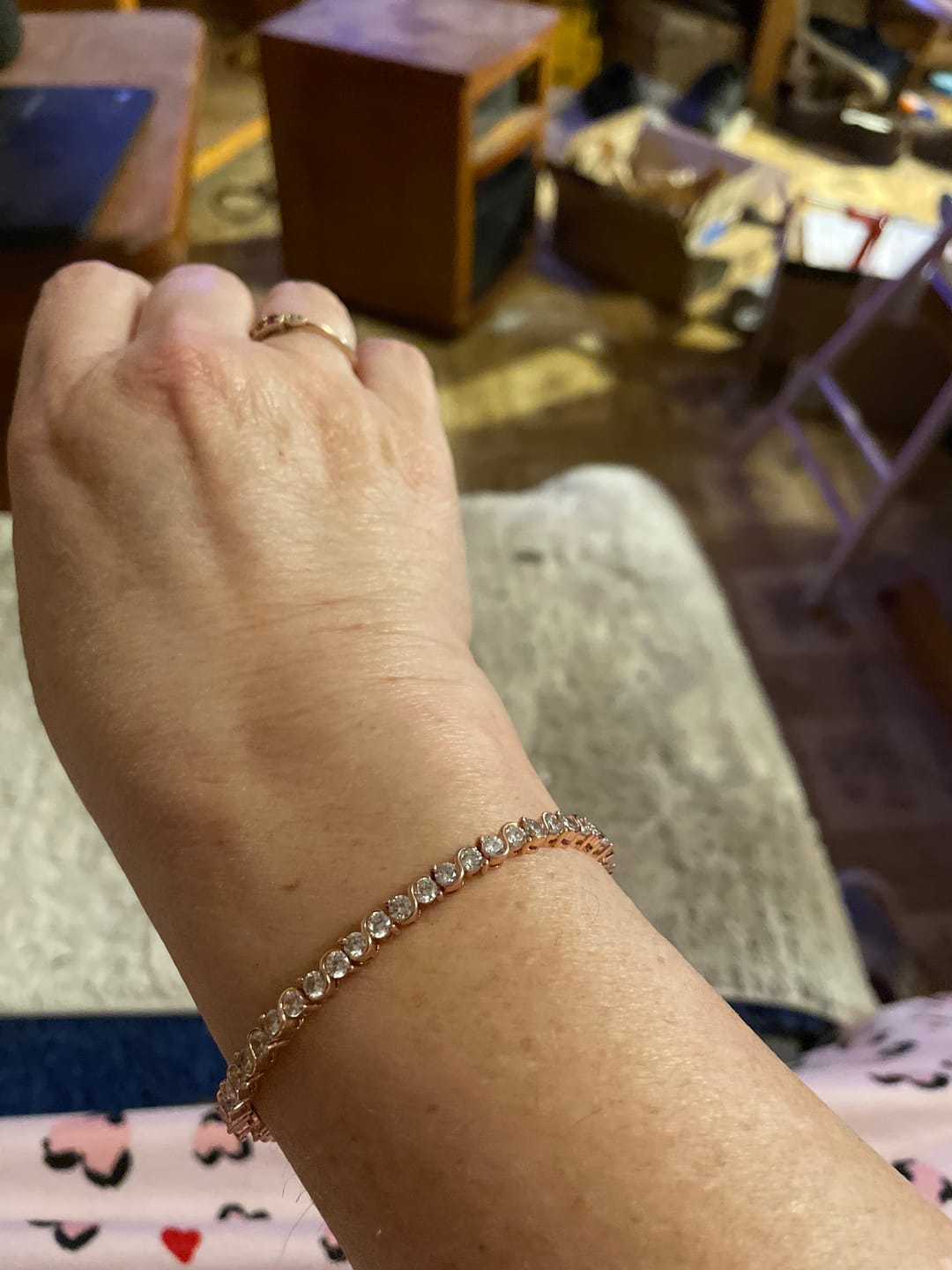 Customer photo review of Ezra 18k White Gold Plated Infinity Tennis Bracelet with Simulated Diamond Crystals