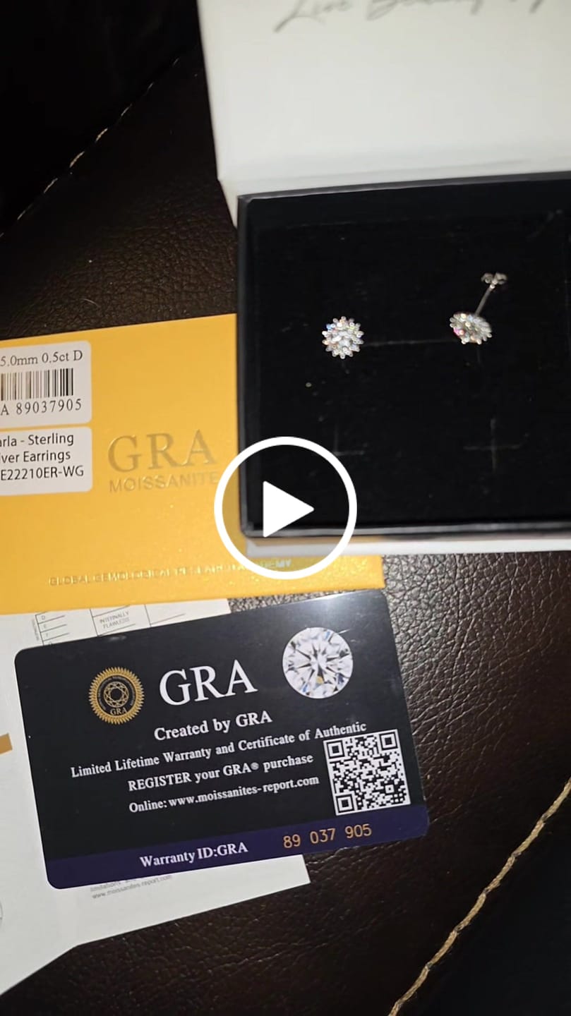 Customer video review of Moissanite by Cate & Chloe Starla 18k Gold Plated 925 Sterling Silver Stud Earrings 1.14tcw