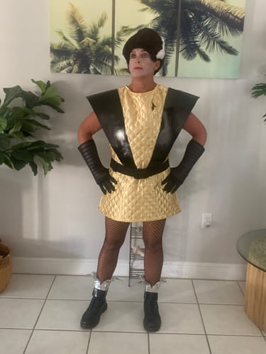 Customer photo review of Black Glossy Stretch Patent Leather/Latex