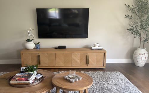 Customer photo review of Miriam 2.23m Entertainment TV Unit - Dusty Oak with Gold Handle