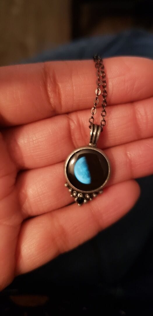 Customer photo review of Classic Pendant Necklace With Black Crystal