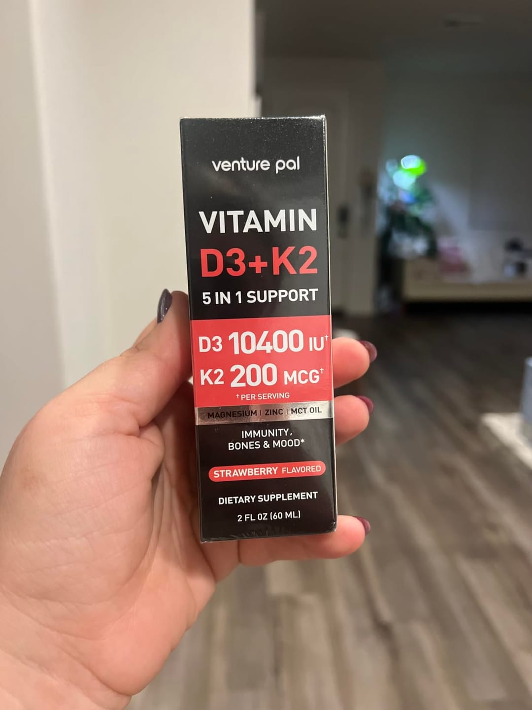 Customer photo review of Vitamin D3 10000 IU Plus K2 (MK-7) - Strawberry Flavor - 200 mcg Liquid Drops