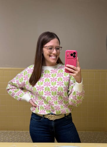 Customer photo review of The Angelina Floral Sweater