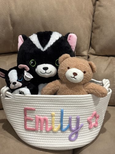 Customer photo review of Baby Knits™  Multicolor Personalized Knitted Basket