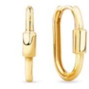 Customer photo review of Oval Carabiner Lock Huggie Earrings in 9ct Yellow Gold