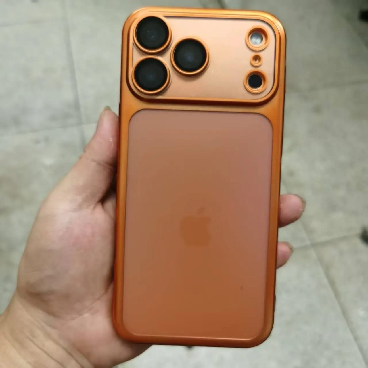 Customer photo review of LuxuryKase Hybrid Frosted Clear Case | Matte Hard Back Cover | Metallic Frame | Shockproof Slim Design | Anti-Fingerprint | In-Built Camera Lens Protection For iPhone
