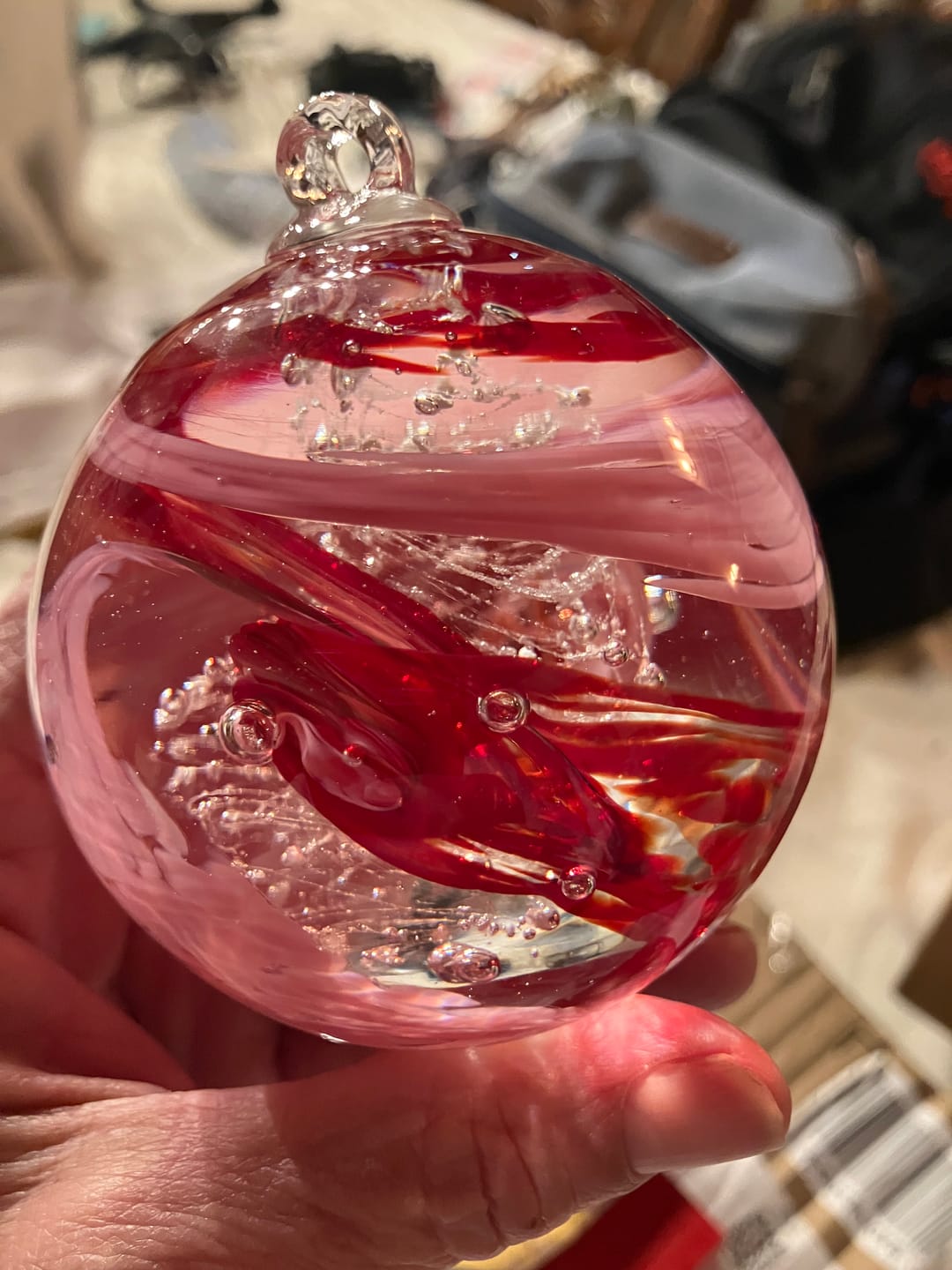 Customer photo review of Glimmer Orb with Cremation Ashes