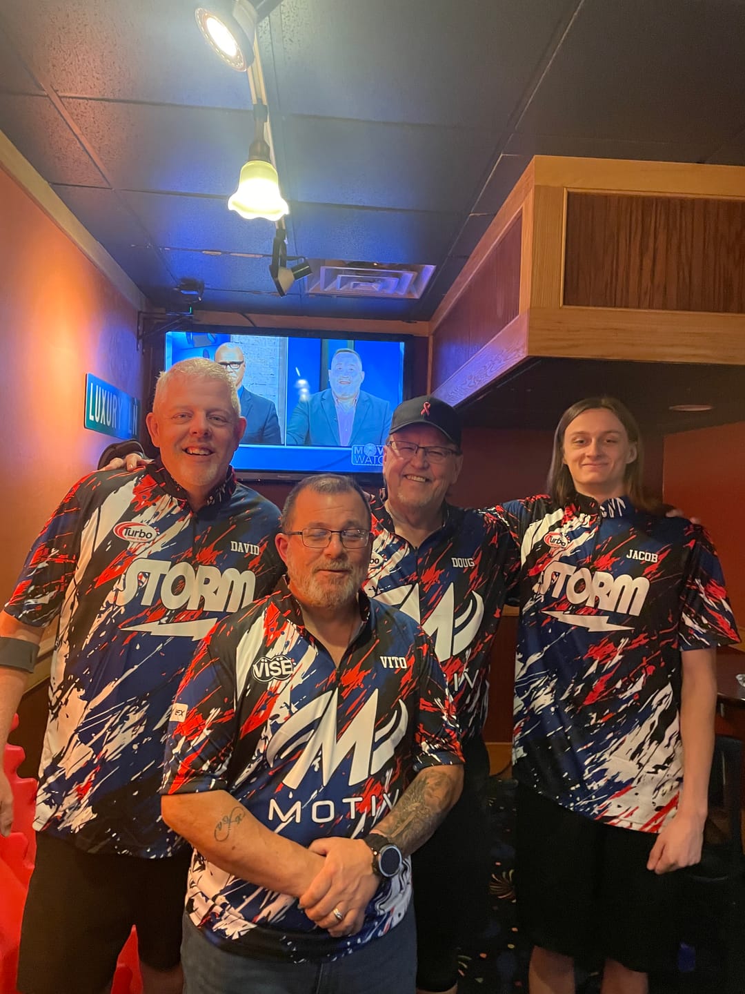 Customer photo review of ELEVATED - NAVY RED WHITE - BOWLING JERSEY